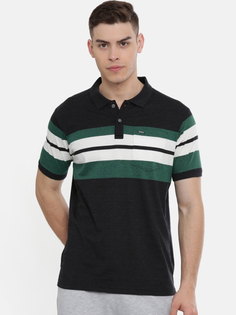 

Proline Active Men Charcoal Striped Polo Collar T-shirt