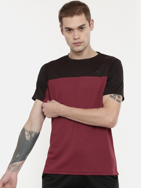 

Proline Active Men Maroon & Black Colourblocked GO-DRY Round Neck T-shirt