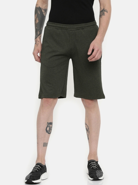 

Proline Active Men Olive Green Solid Slim Fit Regular Shorts