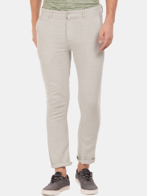 

Cherokee Men Beige Regular Fit Self Design Regular Trousers