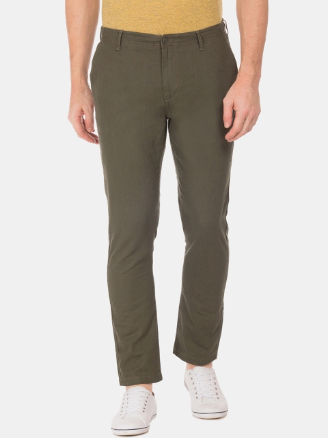 

Cherokee Men Olive Green Slim Fit Solid Regular Trousers