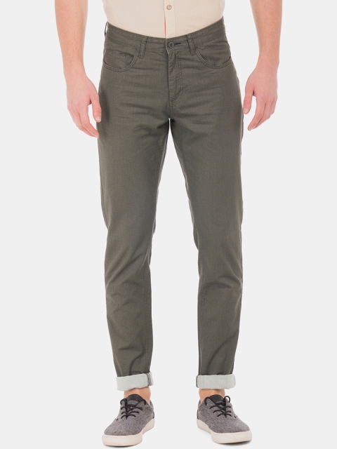 

Cherokee Men Olive Green Slim Fit Solid Regular Trousers