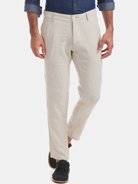 

Cherokee Men Off-White Slim Fit Self Design Regular Trousers