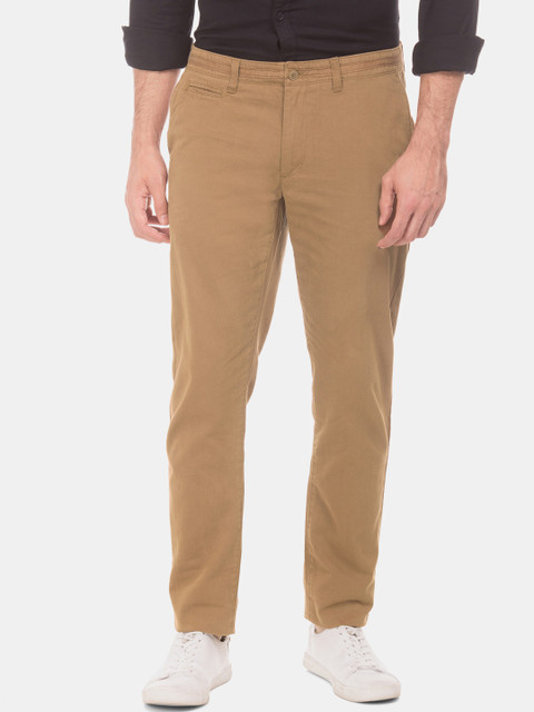 

Cherokee Men Camel Brown Tapered Fit Solid Chinos