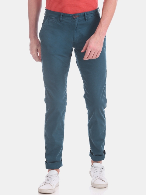 

Cherokee Men Teal Slim Fit Solid Regular Trousers