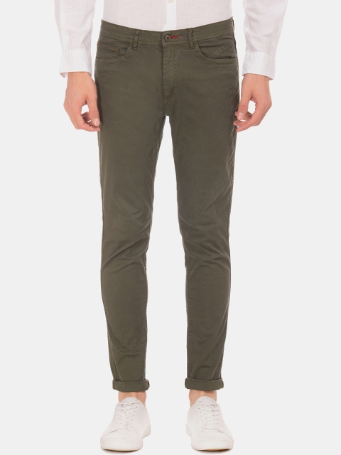 

Cherokee Men Olive Green Skinny Fit Solid Regular Trousers