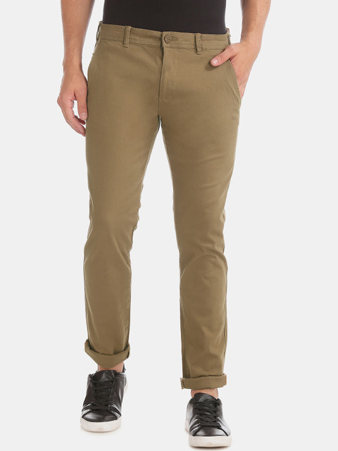 

Cherokee Men Khaki Slim Fit Solid Regular Trousers