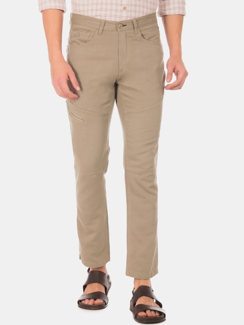 

Cherokee Men Beige Regular Fit Solid Regular Trousers