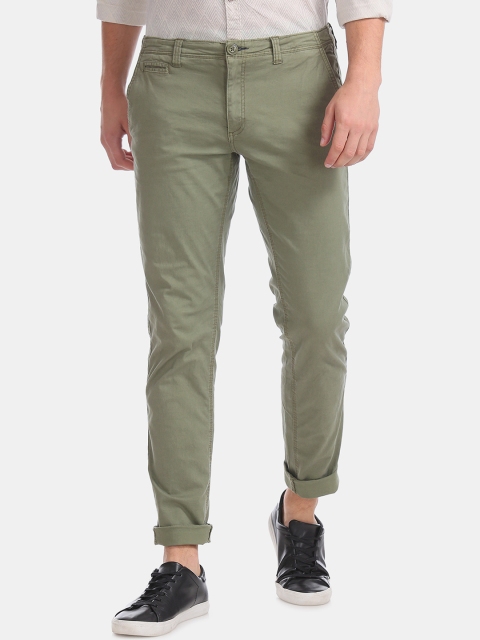 

Cherokee Men Olive Green Slim Fit Solid Regular Trousers