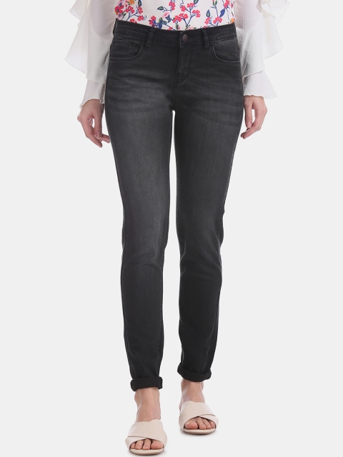 

Cherokee Women Charcoal Black Skinny Fit Mid-Rise Clean Look Stretchable Jeans