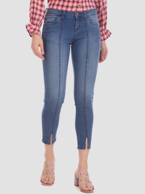

Cherokee Women Blue Skinny Fit Mid-Rise Clean Look Stretchable Panelled Jeans