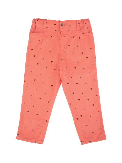 

Donuts Girls Coral Red Regular Fit Printed Regular Trousers