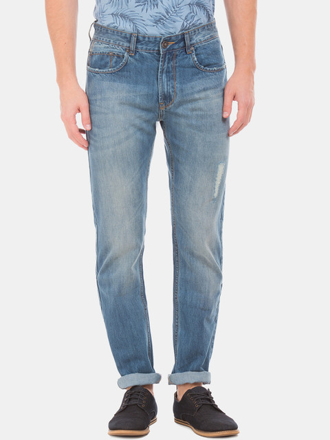 

Cherokee Men Blue Straight Fit Mid-Rise Low Distress Jeans