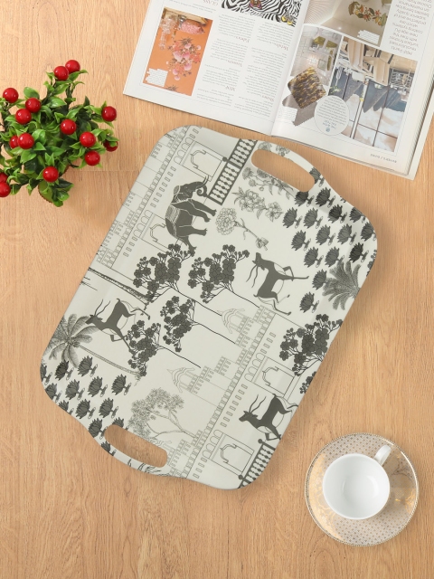 

India Circus by Krsnaa Mehta Off-White Palatial Courtyard Big Bamboo Serving Tray