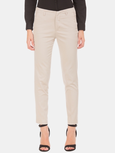 

Cherokee Women Cream-Coloured Tapered Fit Solid Regular Trousers