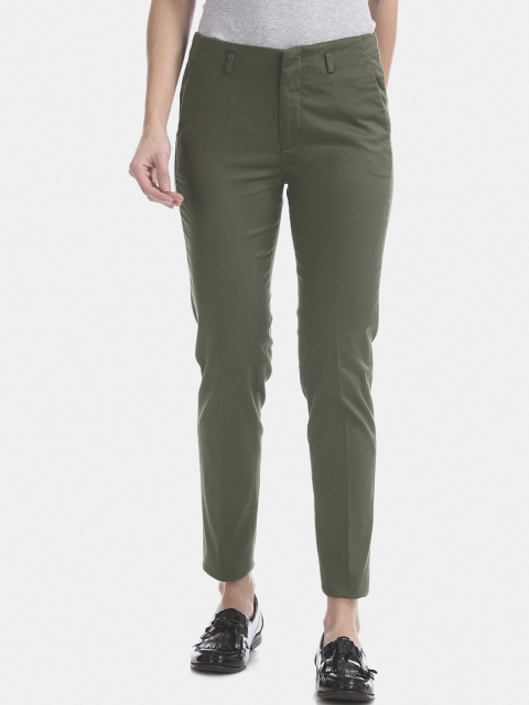

Cherokee Women Olive Green Regular Fit Solid Cigarette Trousers