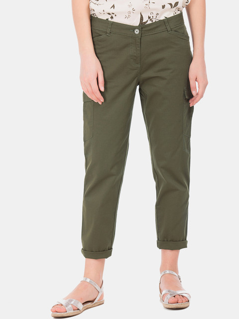 

Cherokee Women Olive Green Regular Fit Solid Trousers