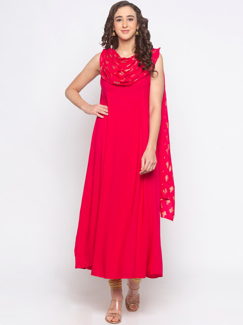

Globus Women Red Solid A-Line Kurta