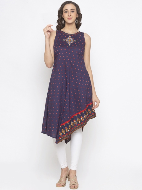 

Globus Women Blue Printed A-Line Kurta