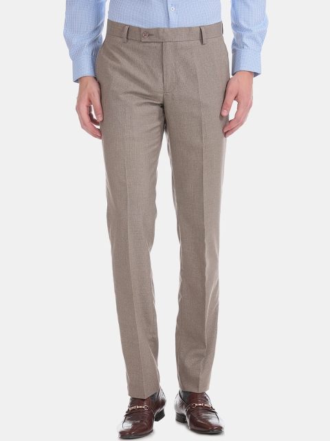 

Excalibur Men Beige Slim Fit Self Design Formal Trousers