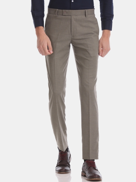 

Excalibur Men Brown Slim Fit Solid Formal Trousers