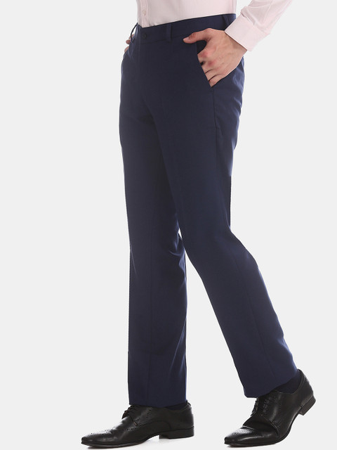 

Excalibur Men Navy Blue Regular Fit Solid Formal Trousers