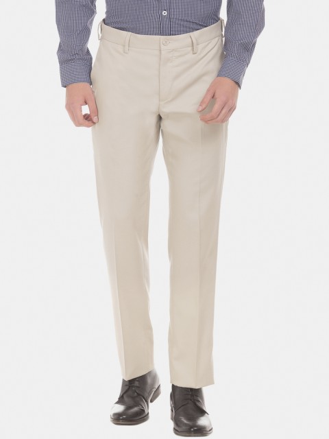 

Excalibur Men Beige Regular Fit Solid Formal Trousers
