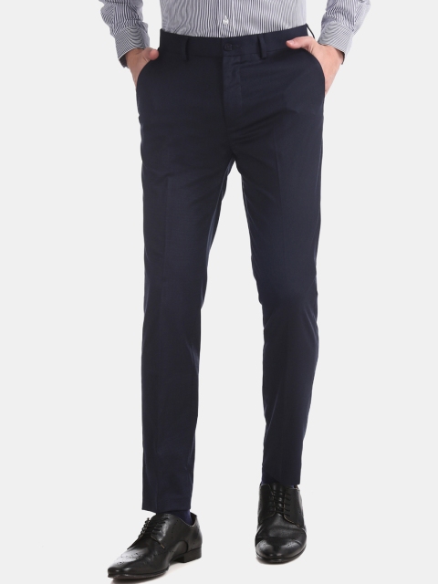 

Excalibur Men Navy Blue Slim Fit Striped Formal Trousers