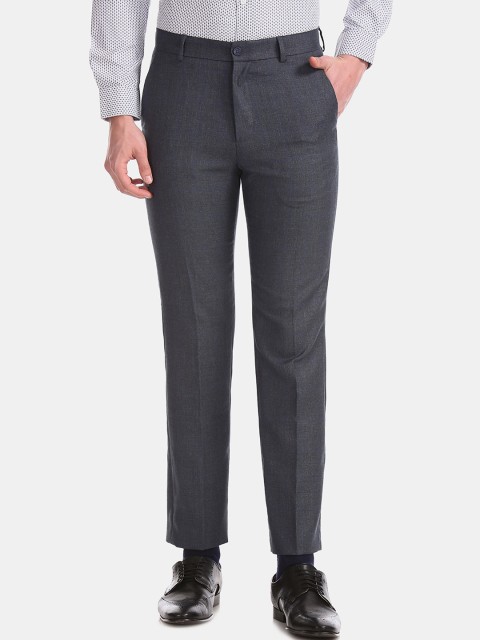 

Excalibur Men Grey Slim Fit Solid Formal Trousers