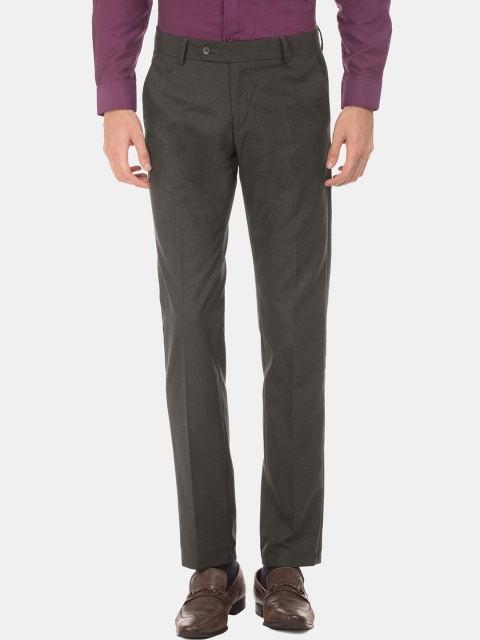 

Excalibur Men Grey Slim Fit Self Design Formal Trousers