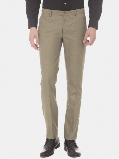 

Excalibur Men Beige Slim Fit Self Design Formal Trousers