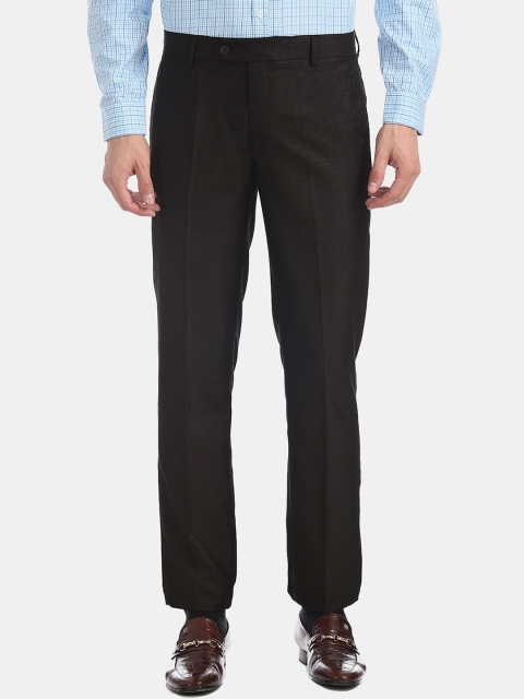 

Excalibur Men Coffee Brown Slim Fit Solid Formal Trousers