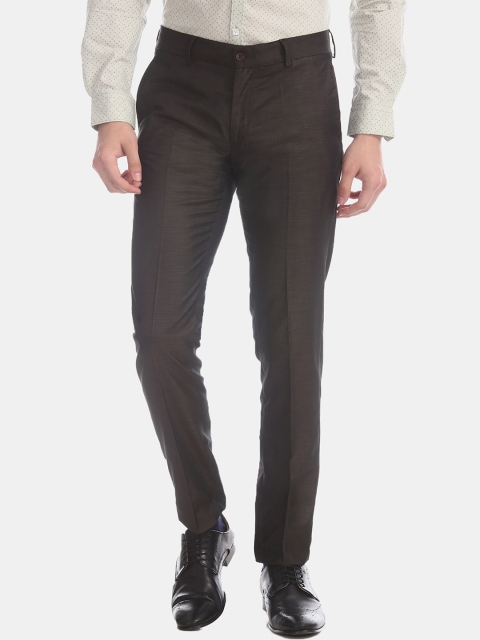 

Excalibur Men Brown Slim Fit Solid Formal Trousers