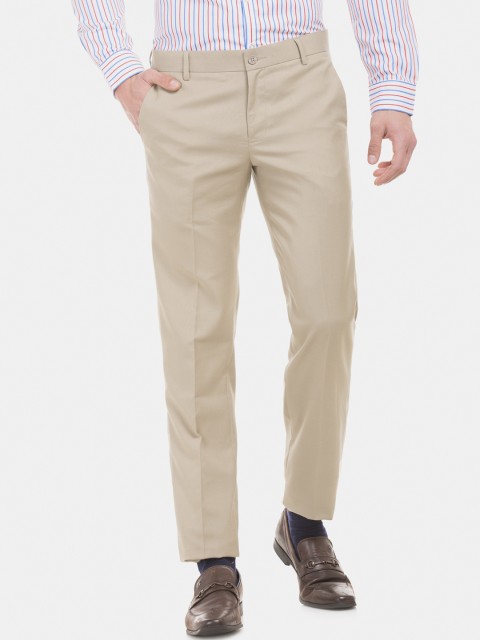 

Excalibur Men Beige Slim Fit Solid Formal Trousers