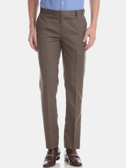

Excalibur Men Brown Slim Fit Solid Formal Trousers