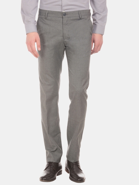 

Excalibur Men Grey Slim Fit Solid Formal Trousers