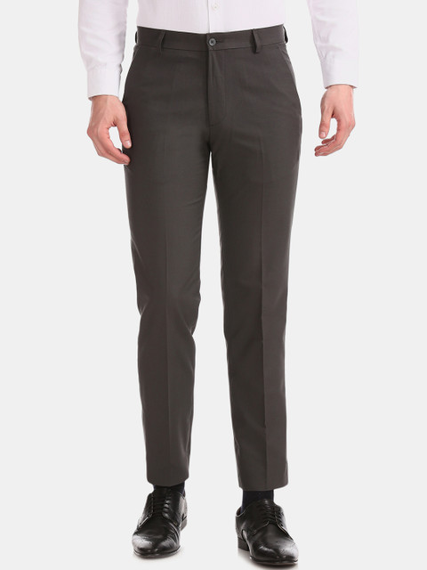 

Excalibur Men Grey Slim Fit Solid Formal Trousers