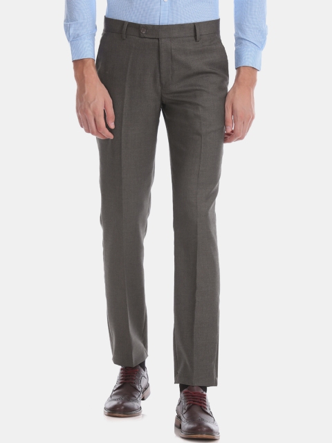 

Excalibur Men Grey Slim Fit Solid Formal Trousers