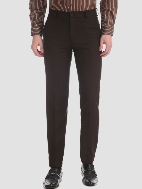 

Excalibur Men Brown Slim Fit Solid Formal Trousers