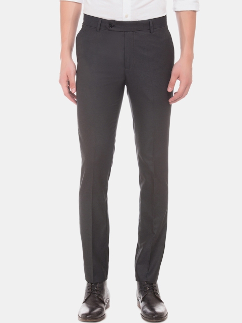 

Excalibur Men Charcoal Slim Fit Solid Formal Trousers