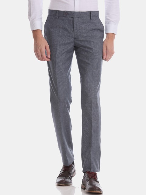 

Excalibur Men Grey Slim Fit Self Design Formal Trousers