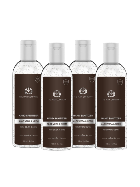 

THE MAN COMPANY Set of 4 Aloe Vera & Neem Hand Sanitizer With 72.5% alcohol 100 ml each, White