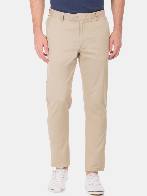 

Ruggers Men Beige Slim Fit Solid Corduroy Trousers