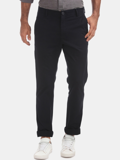

Ruggers Men Navy Blue Slim Fit Solid Regular Trousers