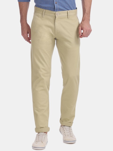 

Ruggers Men Beige Slim Fit Solid Regular Trousers
