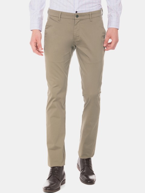 

Ruggers Men Khaki Tapered Fit Solid Formal Trousers