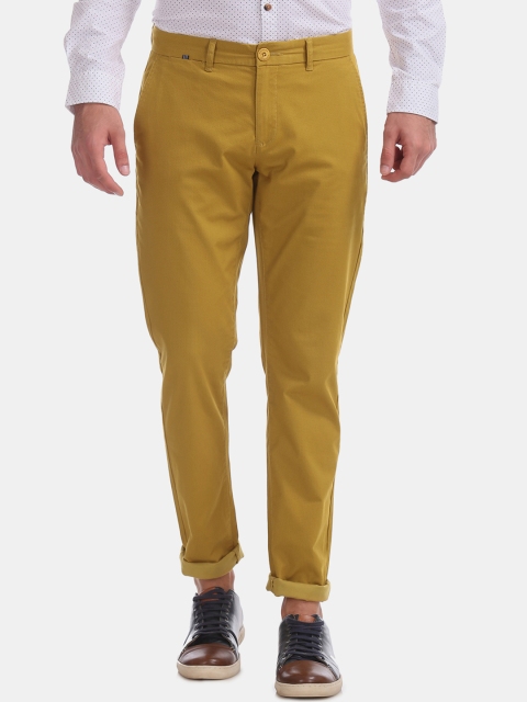 

Ruggers Men Mustard Yellow Regular Fit Solid Trousers