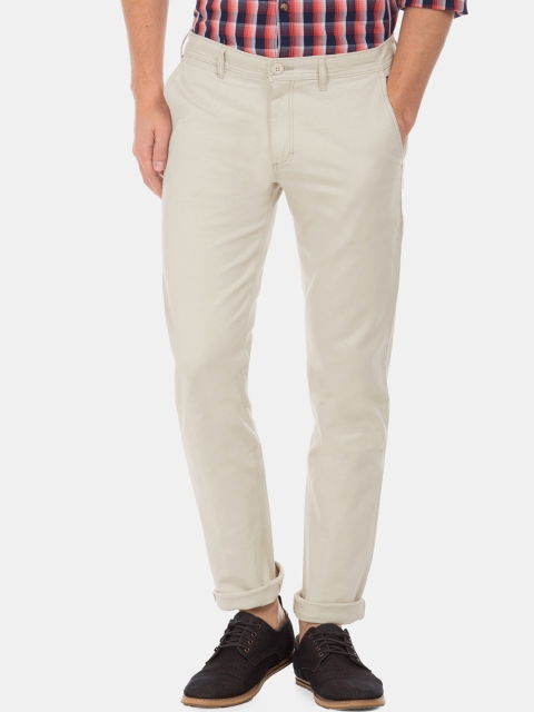

Ruggers Men Beige Slim Fit Solid Regular Trousers