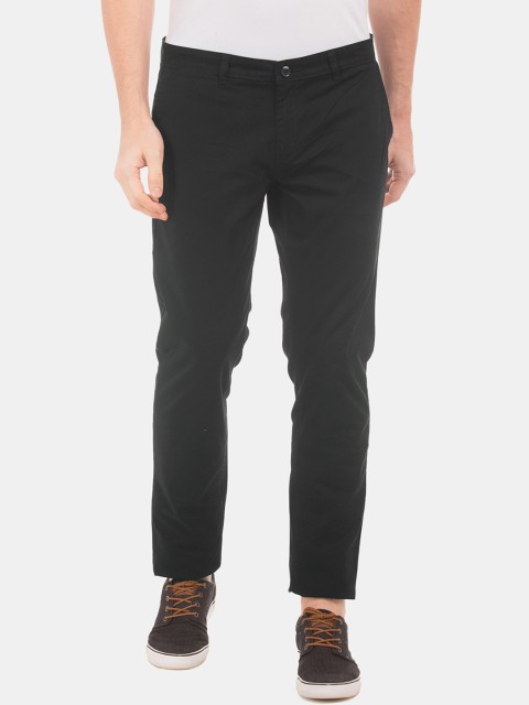 

Ruggers Men Black Slim Fit Solid Regular Trousers