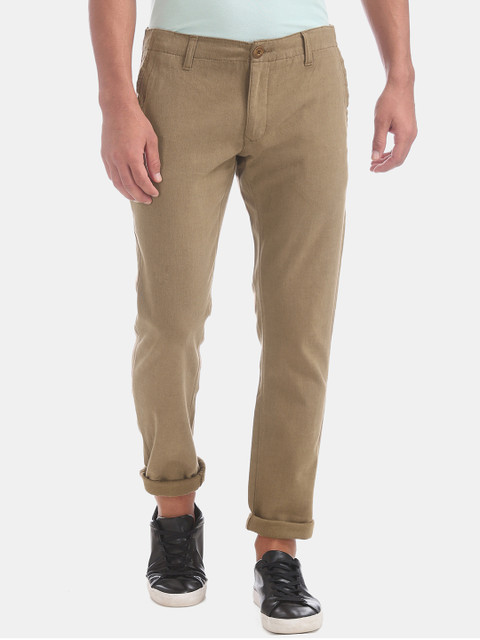 

Ruggers Men Brown Slim Fit Solid Regular Trousers